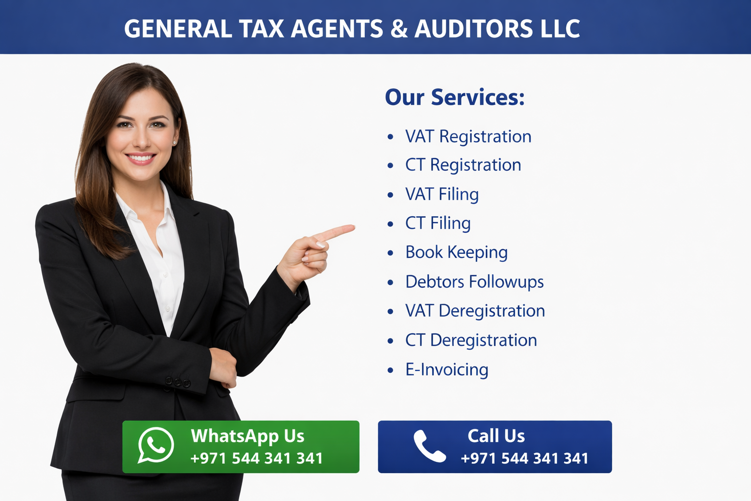 Professional advisor pointing to services